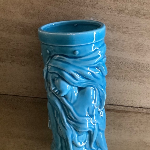 VIintage Turquoise Orchids of Hawaii Mermaid Fish Tiki Mug Vase R-99 - Picture 6 of 8